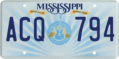 MS license plate ACQ794