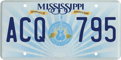 MS license plate ACQ795