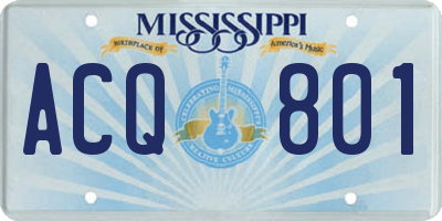 MS license plate ACQ801