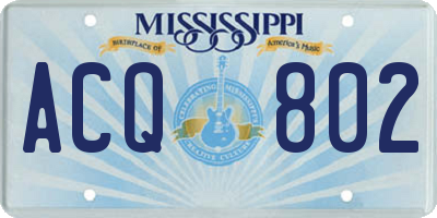 MS license plate ACQ802