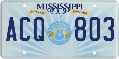 MS license plate ACQ803