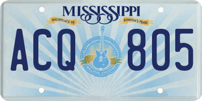 MS license plate ACQ805