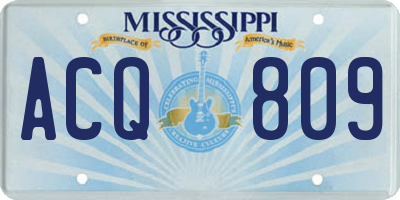 MS license plate ACQ809