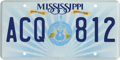 MS license plate ACQ812