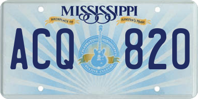 MS license plate ACQ820