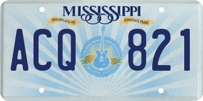 MS license plate ACQ821