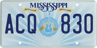 MS license plate ACQ830