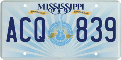 MS license plate ACQ839