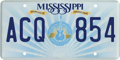 MS license plate ACQ854