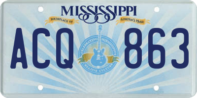 MS license plate ACQ863