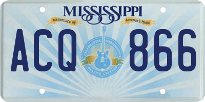 MS license plate ACQ866