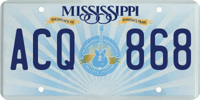 MS license plate ACQ868