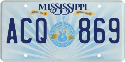 MS license plate ACQ869