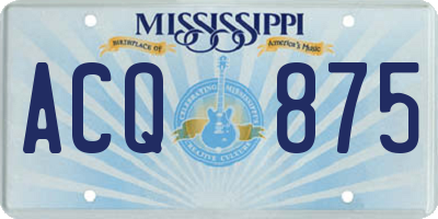 MS license plate ACQ875