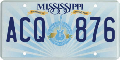 MS license plate ACQ876