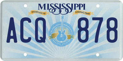 MS license plate ACQ878