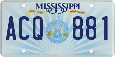 MS license plate ACQ881