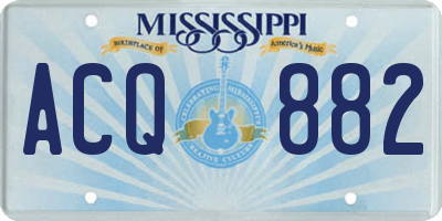 MS license plate ACQ882