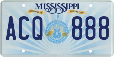 MS license plate ACQ888