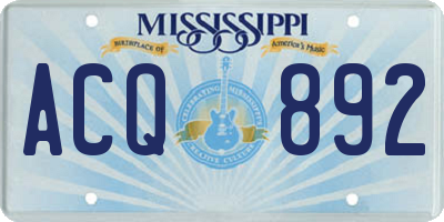 MS license plate ACQ892