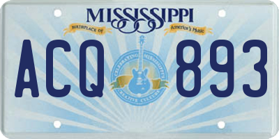 MS license plate ACQ893
