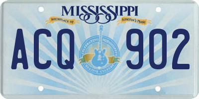 MS license plate ACQ902