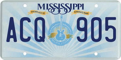 MS license plate ACQ905