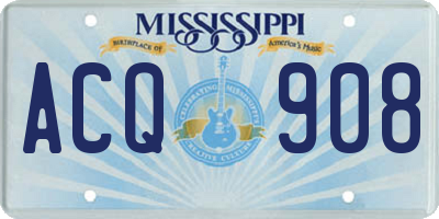 MS license plate ACQ908