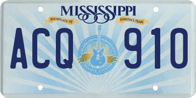 MS license plate ACQ910