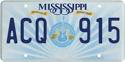 MS license plate ACQ915