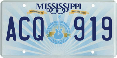 MS license plate ACQ919