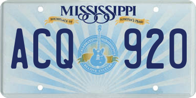 MS license plate ACQ920