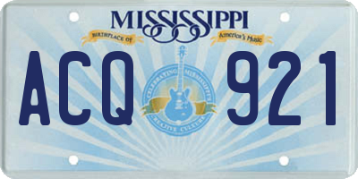 MS license plate ACQ921