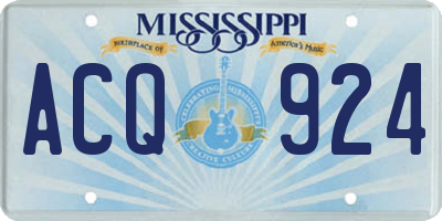 MS license plate ACQ924