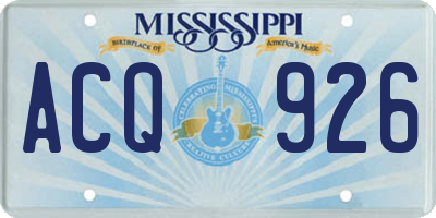 MS license plate ACQ926
