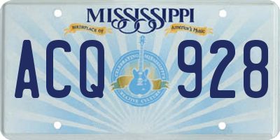MS license plate ACQ928