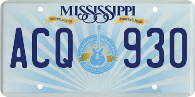 MS license plate ACQ930
