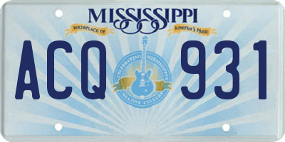 MS license plate ACQ931