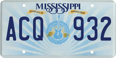 MS license plate ACQ932