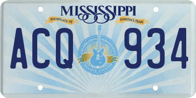 MS license plate ACQ934