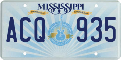 MS license plate ACQ935
