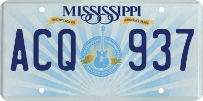 MS license plate ACQ937