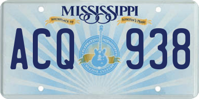 MS license plate ACQ938