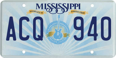 MS license plate ACQ940