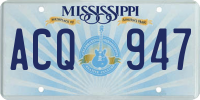 MS license plate ACQ947