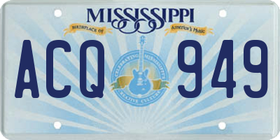 MS license plate ACQ949