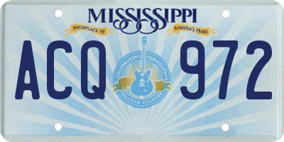 MS license plate ACQ972