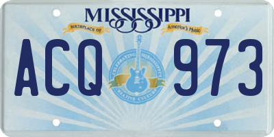 MS license plate ACQ973