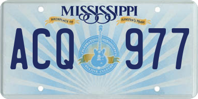 MS license plate ACQ977