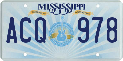 MS license plate ACQ978